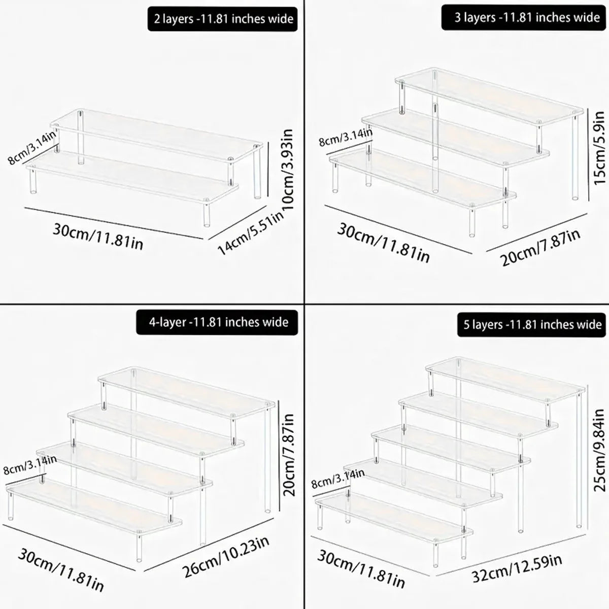 1pc,Multilayer acrylic transparent display rack, desk storage rack, suitable for cosmetics, perfume, dolls, nail polish shelf by Smarsty