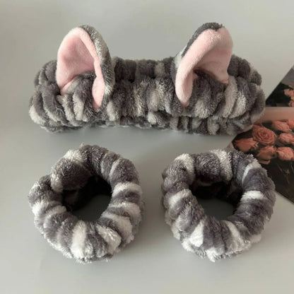 Cute Cat Ear Soft Elastic Plush Headband For Makeup - Smarsty