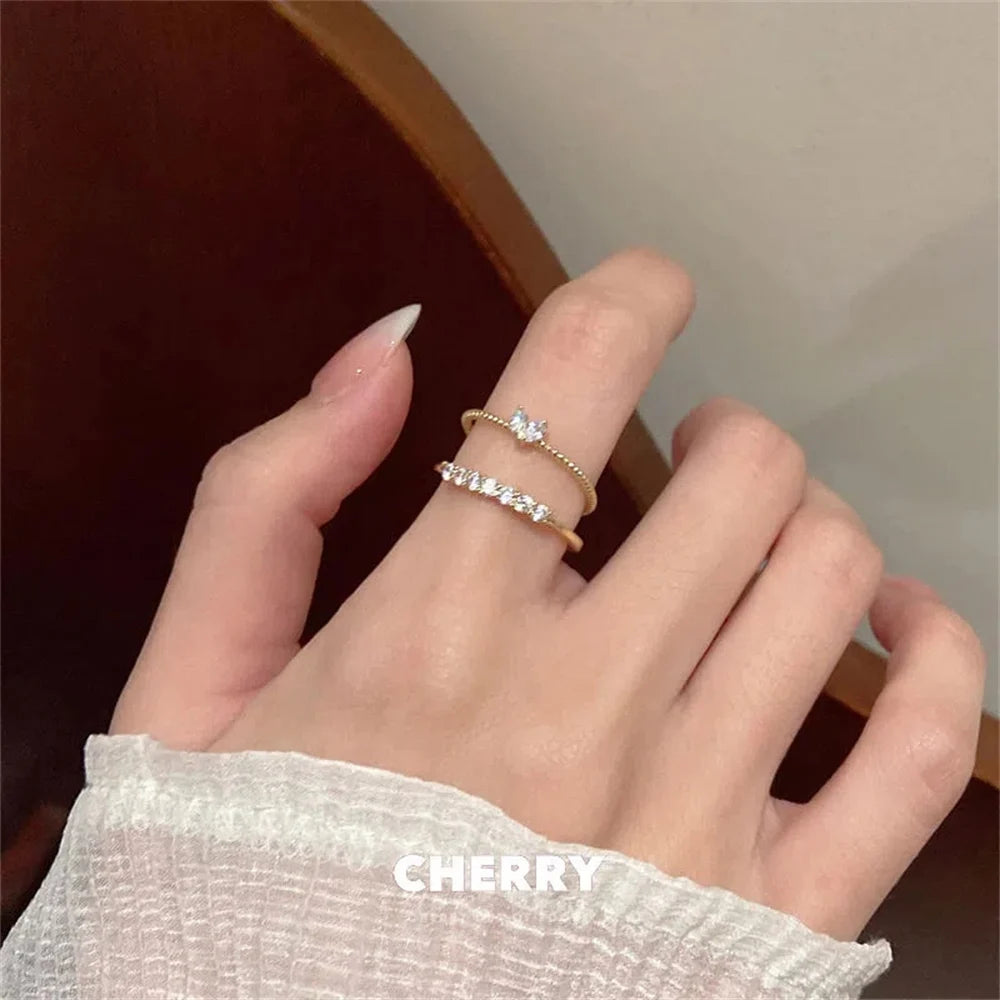 Elegant Dainty Crystal Heart Rings Set for Women - Smarsty