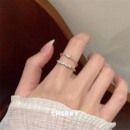 Elegant Dainty Crystal Heart Rings Set for Women - Smarsty