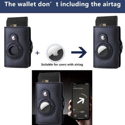 Carbon Rfid Card Holder Men Women Airtag Wallet Money Bag Leather Purse Slim Thin Wallets For Apple AirTags Tracker Air Tag 2023 - Smarsty