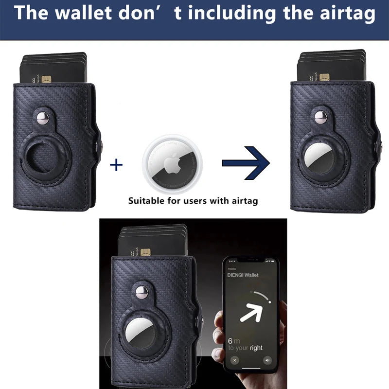 Carbon Rfid Card Holder Men Women Airtag Wallet Money Bag Leather Purse Slim Thin Wallets For Apple AirTags Tracker Air Tag 2023