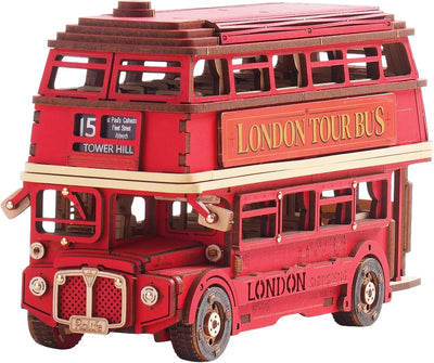 Robotime rolife London Tour Bus 3D Wooden Puzzles Wood Model Toy Car to Build Crafts Collectibles Gifts for Boys Girls - Smarsty