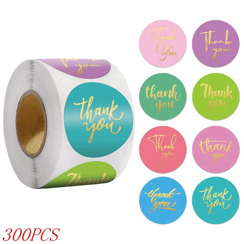 50-500pcs 1inch Blue Thank You Stickers For Envelope Sealing Labels Stationery Supplies Handmade Wedding Gift Decoration Sticker - Smarsty