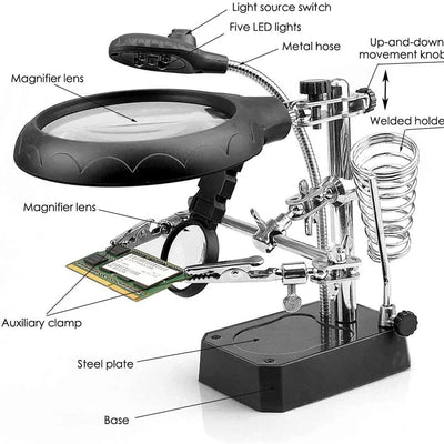 Welding Magnifying Glass with LED Light and Clip - Smarsty