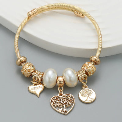 Fashion Stainless Steel Beaded Love Bracelet for Women - Smarsty