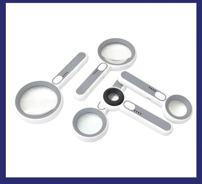 Rechargeable Handheld Magnifier with LED Light for Easy Reading - Smarsty