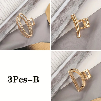 Gold Hollow Heart Mini Hair Claw Non Slip Grip Barrette - Smarsty