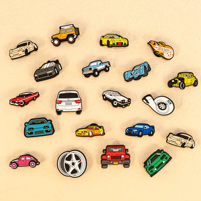 1-20pcs Car Shoe Charms Cool Vehicle Shoe Accessories Cartoon Decorations Pins for Men Boys Kids DIY Clog Buckle Garden Sandal - Smarsty