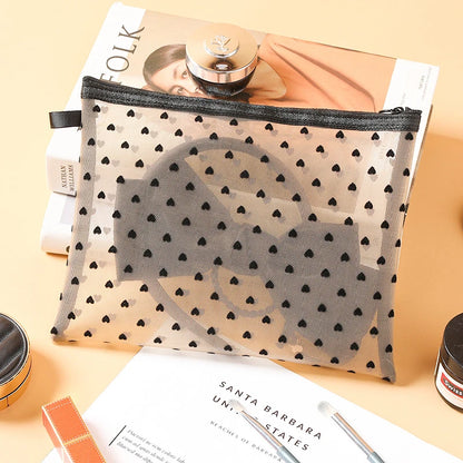 Transparent Heart Makeup Bag Portable Cosmetic Pouch - Smarsty