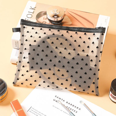 Mini Clear Heart Makeup Bag Portable Cosmetic Storage Pouch - Smarsty