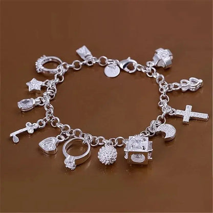 Thirteen Pendant Silver Charm Bracelet for Women - Smarsty