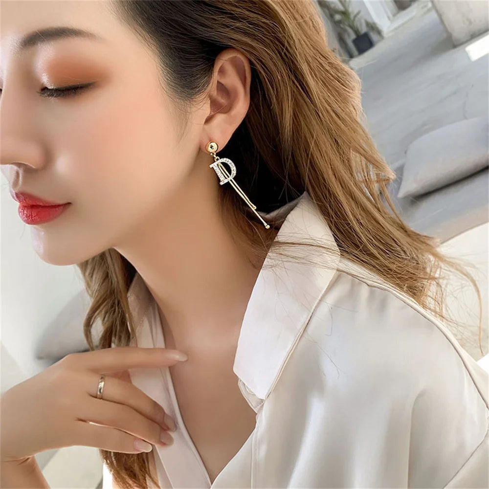 Gold Crystal Tassel Earrings for Women Trendy Elegant Style - Smarsty