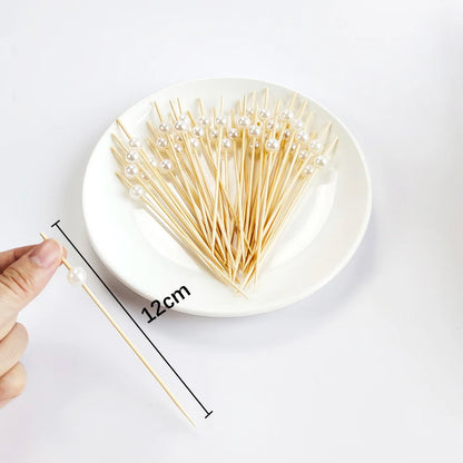 Wedding Pearl Wooden Skewers for Party Snacks - Smarsty