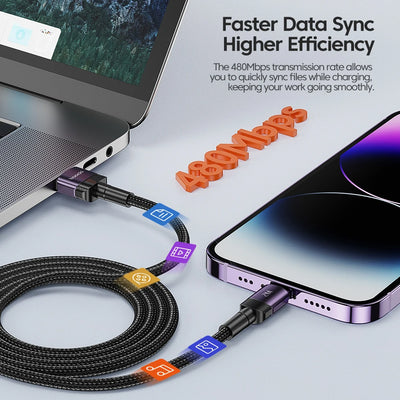 Toocki USB Cable For iPhone 14 13 12 Pro Max X XS XR 8 7 Plus iPad Fast Charging Charger Aluminum iP Cable For iPhone Data Cord - Smarsty
