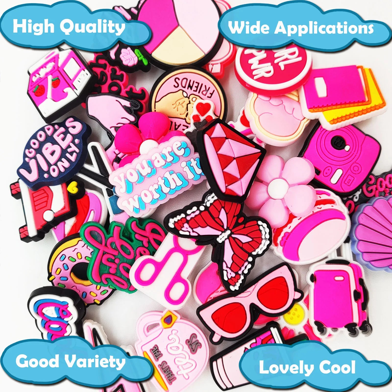 Lot of  20/30/50/100/200Pcs Random Shoe Charms for Sandals,Shoe DIY Decoration Charms Accessories Shoes Pins Bubble Sl