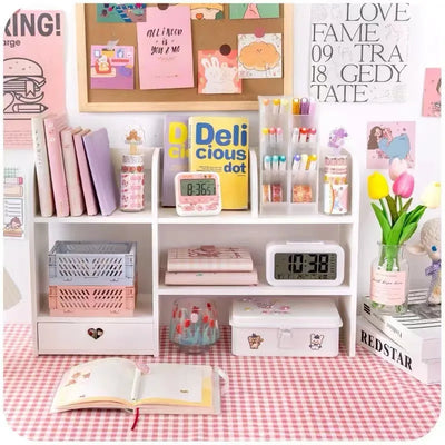 Double-Layer Desktop Organizer Rack Stationery Office Desk Accessories Storage Desktop Cosmetics Organizers Storage Shelf by Smarsty