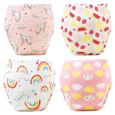 4PCS Baby Waterproof Diapers Pee Shorts Underwears Reusable Soft Ecological Cotton Toddler Potty Training Pants For Boys Girls by Smarsty