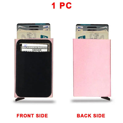 Rfid Smart Credit Card Holder Wallets Metal Slim Pop Up Minimalist Men Wallets Black Male Purse Money Bags Carteira Masculina - Smarsty