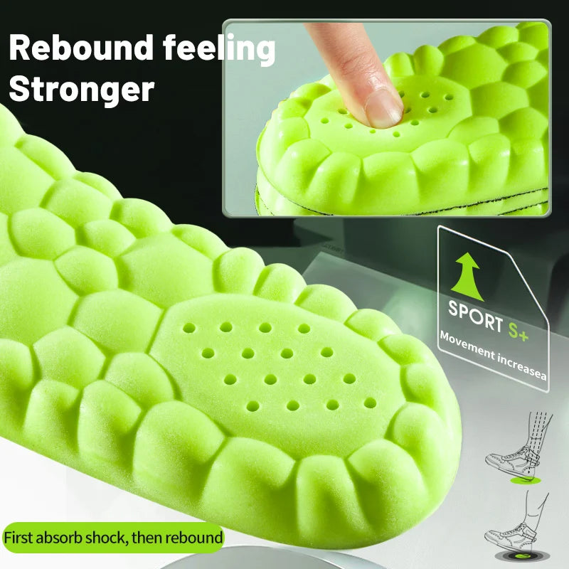 4D Sport Insole Super Soft Shoes Sole Pads for Feet Shock Absorption Baskets Shoe Sole Arch Support Orthopedic Inserts - Smarsty