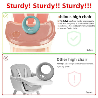 Foldable Baby High Chair 4-in-1 Foldable Reclining Feeding Table Chair Seat 7 Heights With Toyrack Easy To Clean Feeding