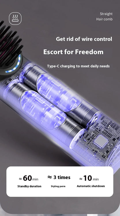 Wireless Hair Straightener Comb with Negative Ions - Smarsty