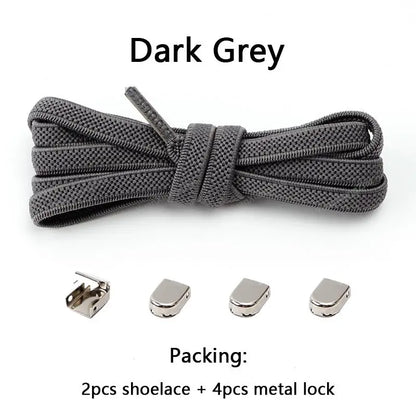 No tie Shoe laces Elastic laces Sneakers Flat Shoelaces without ties Quick Shoelace for Shoes Kids Adult One Size fits All Shoes - Smarsty