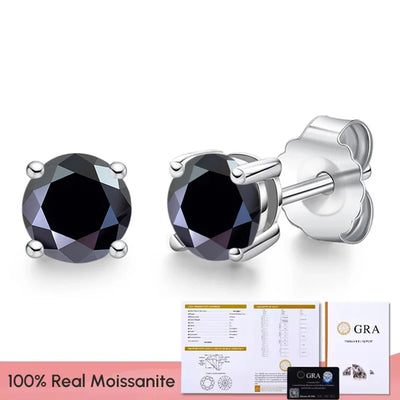 Moissanite Stud Earrings Sterling Silver Bridal GRA - Smarsty