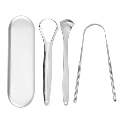Premium 1pcs/3pcs Metal Tongue Scraper Cleaner for Adults & Kids Portable Stainless Steel Tongue Scrapers Brushes for Removing - Smarsty