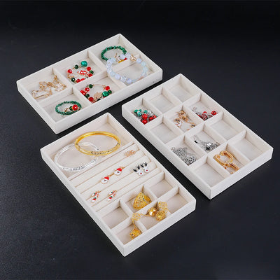 Beige Flocking Jewelry Box Tray for Elegant Storage - Smarsty