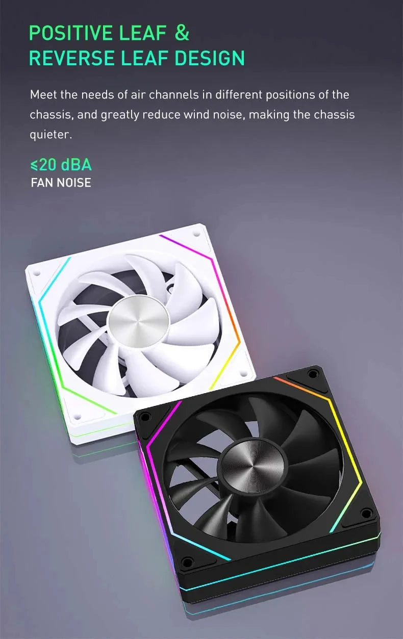 LDPCSJ OEM PRISM 5 PRO Computer Chassis Fan 12cm ARGB 4 Pin PWM Quiet Cooling Fan 12V Large Air Volume 45.2CFM/800-1600RPM