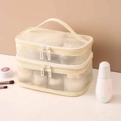 Transparent Mesh Travel Cosmetic Bag With Large Capacity - Smarsty