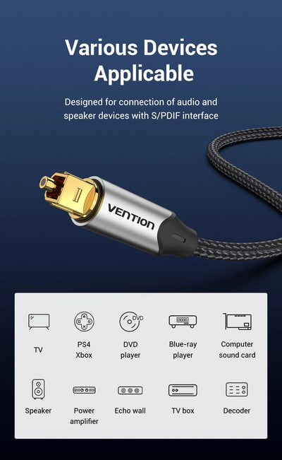 Vention Digital Optical Audio Cable for Superior Sound Quality - Smarsty
