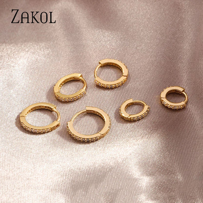 ZAKOL Gold CZ Hoop Earrings for Women Stylish Fashion Jewelry - Smarsty