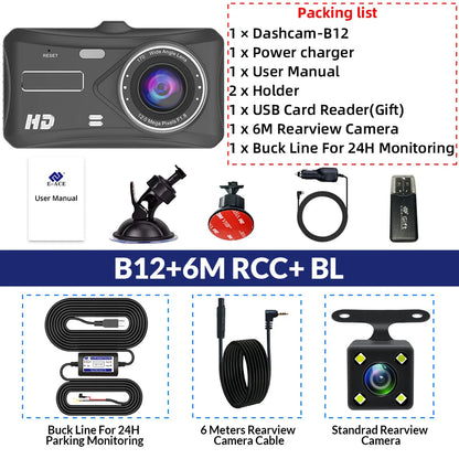 1080P Dash Cam With Night Vision Front And Rear Recording - Smarsty