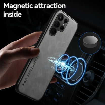 Leather Phone Case With Metal Plate For Car Mount Support - Smarsty