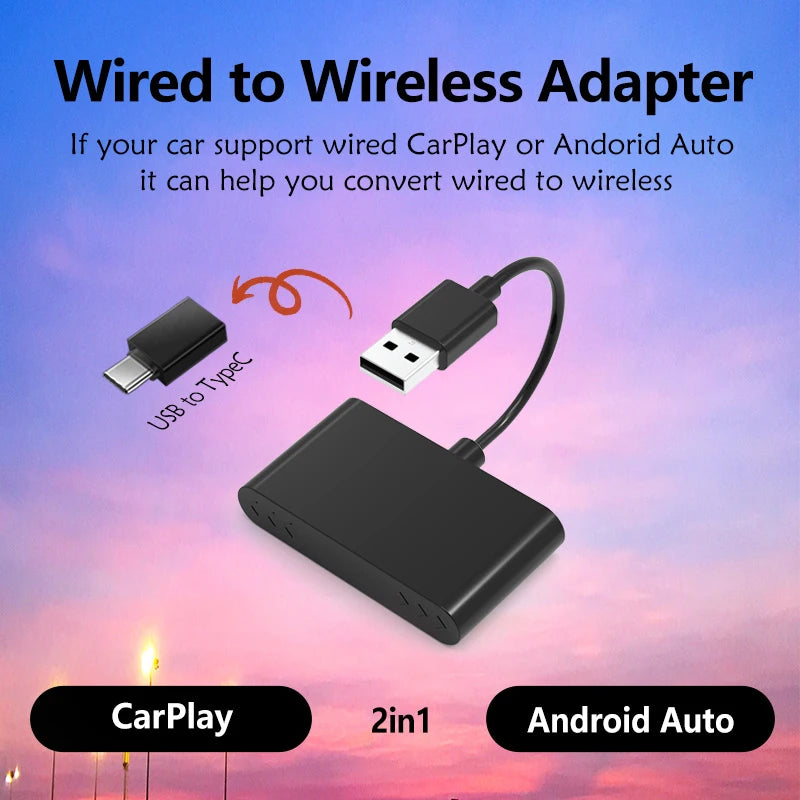 Wireless CarPlay Android Auto 2in1 Adapter Fast Connect - Smarsty