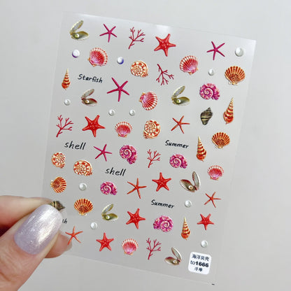 Colorful Seashell Nail Art Stickers for Dreamy Designs - Smarsty