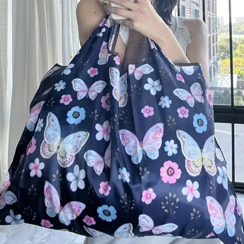 Eco Friendly Folding Shopping Bag Butterfly Flower Tote - Smarsty
