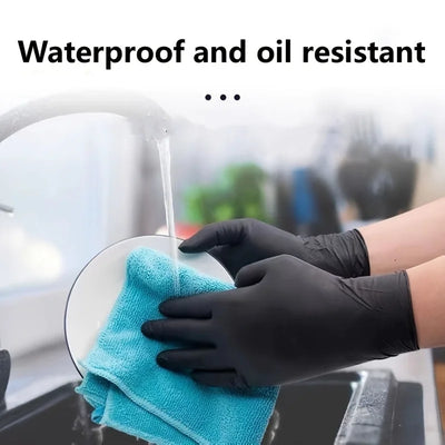 100/50/20PCS Black Nitrile Gloves Thickened Disposable Gloves for Cleaning Hairdressing  Waterproof Dishwashing Tattoo Gloves - Smarsty