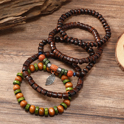 Ethnic Wood Bead Cactus Charms Bracelets for Women - Smarsty