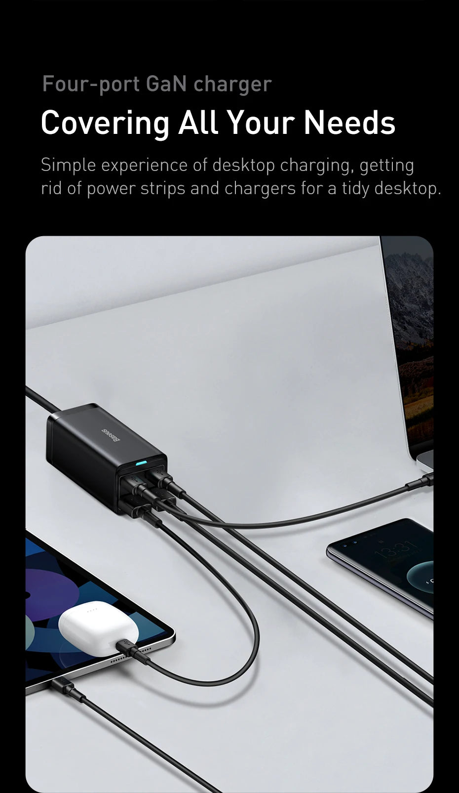 GaN3 Desktop Charger 100W 65W USB C PD Multiport Charger - Smarsty