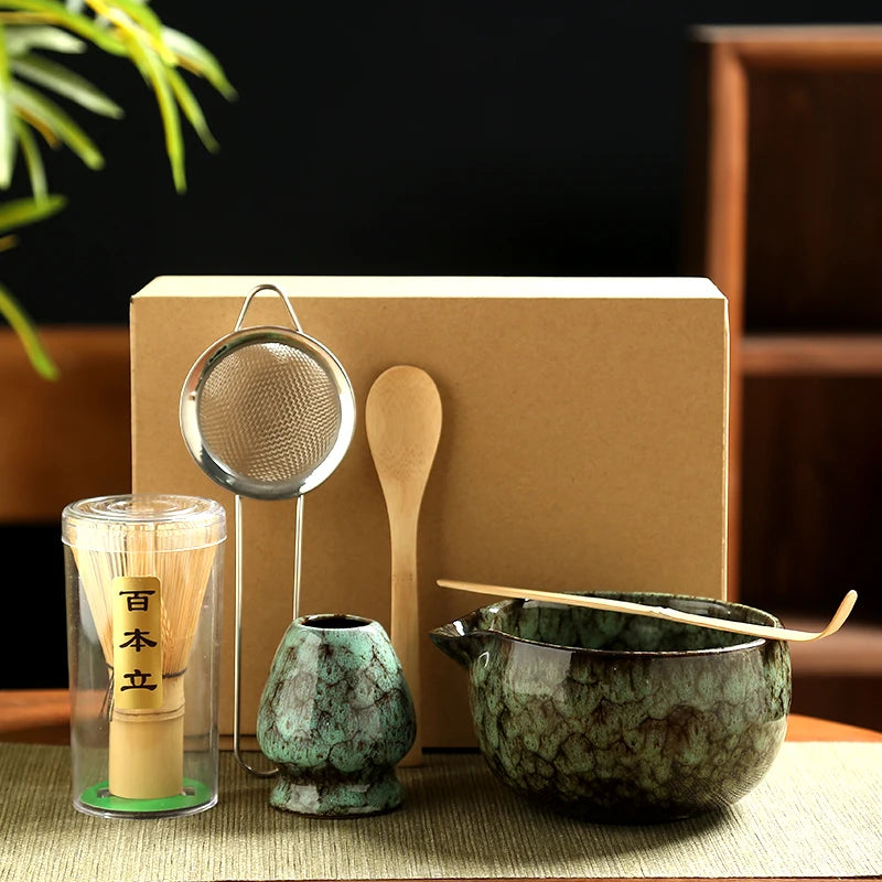 6PCS Japanese Matcha Tea Set Safe Bamboo Whisk Teaspoon Tea Sets Matcha Bowl Matcha Whisk Holder for Tea Lovers Tea-Making Tools - Smarsty