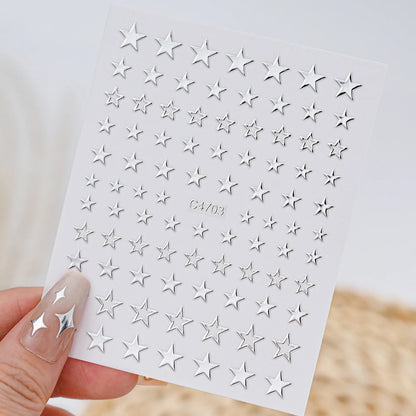 Metallic 3D Star Nail Art Stickers Set - Smarsty