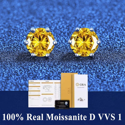 Certified Moissanite Stud Earrings 18K Plated Silver - Smarsty