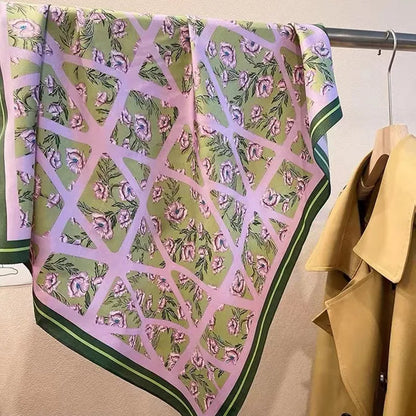 Luxury Silk Skinny Scarf with Cat Print for Women - Smarsty