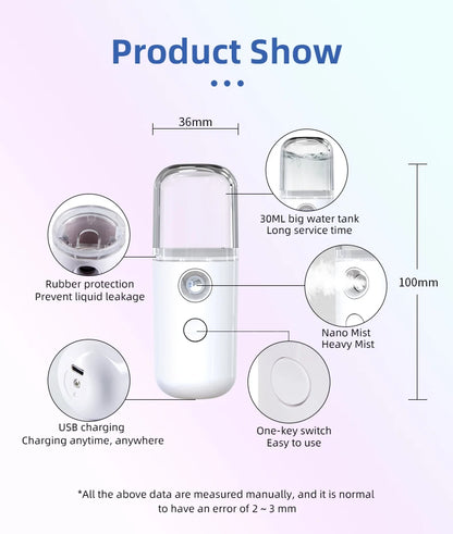 Portable Rechargeable Mini Facial Steamer for Hydration - Smarsty