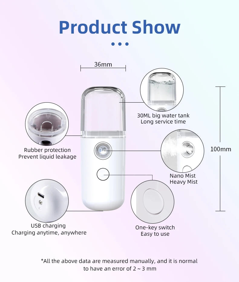 Portable Rechargeable Mini Facial Steamer for Hydration - Smarsty