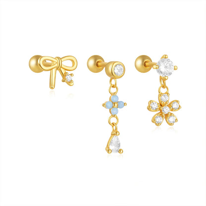 Sterling Silver Heart Zircon Stud Earrings Elegant Gift - Smarsty