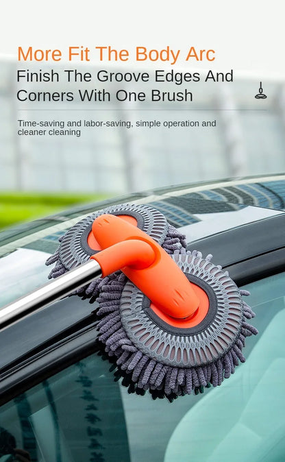 Telescopic Car Cleaning Brush Mop With Chenille Heads - Smarsty